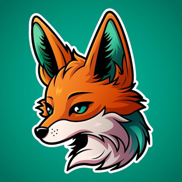 Cute fox face logo design in cartoon style wild animal