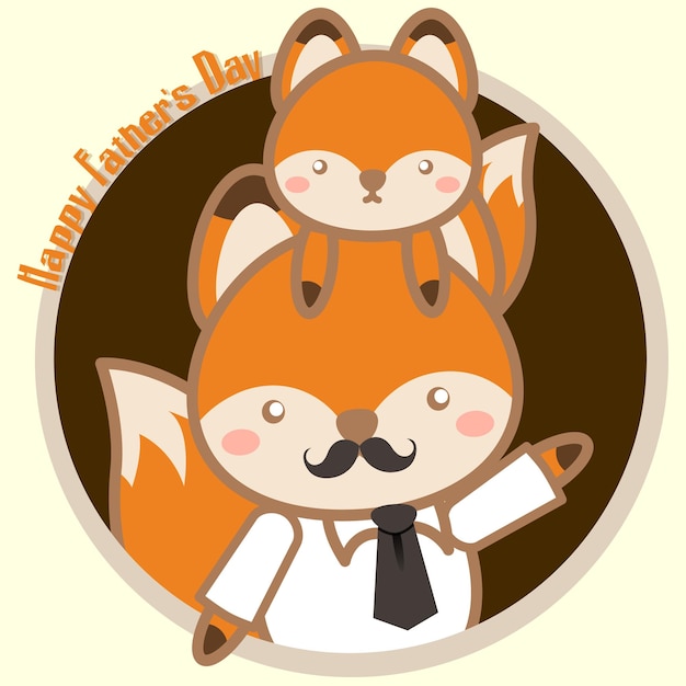 Cute fox father and child