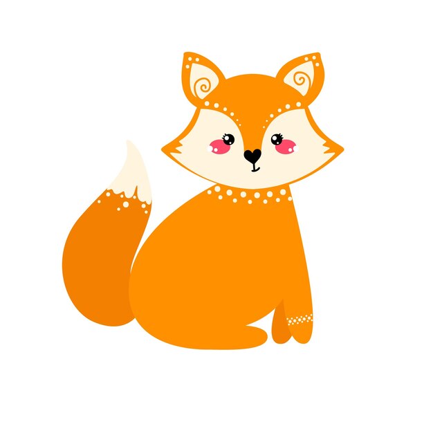 Vector cute fox isolated on white background vector illustration in a flat style