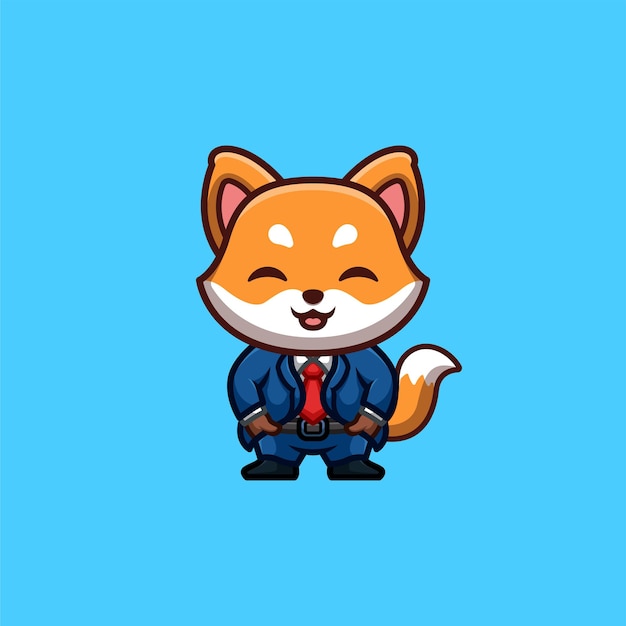 Carino fox kawaii cartoon mascotte logo