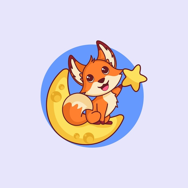 Cute fox mascot cartoon illustration