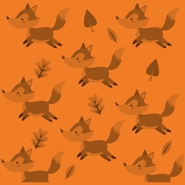 Vector cute fox pattern background image