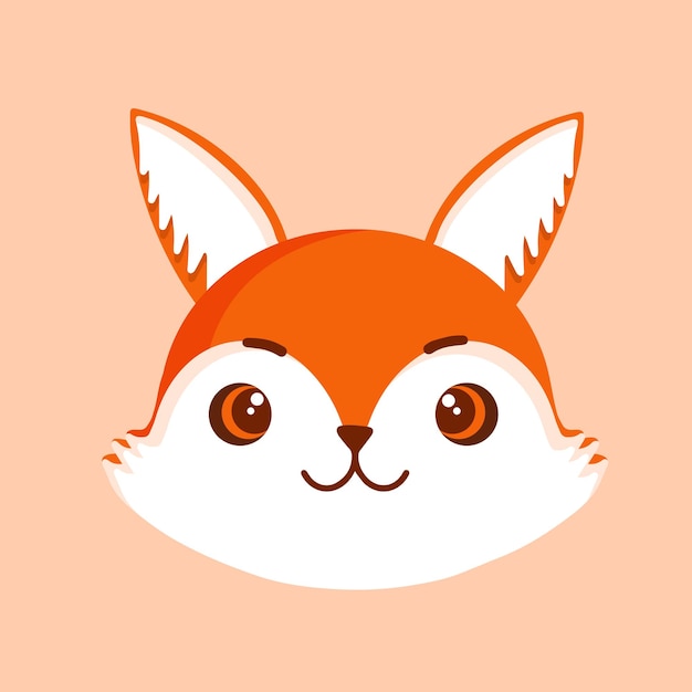 Cute fox portrait cartoon vector illustration of red fox face design for baby clothes cards poster