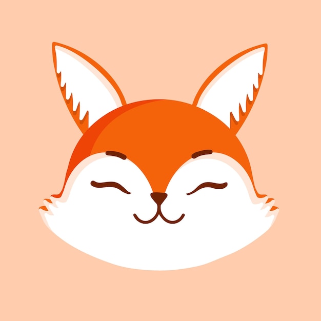 Cute fox portrait Cartoon vector illustration of red fox face Design for baby clothes cards poster