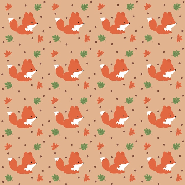 Cute fox seamless pattern