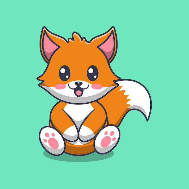 Cute fox sitting cartoon illustration