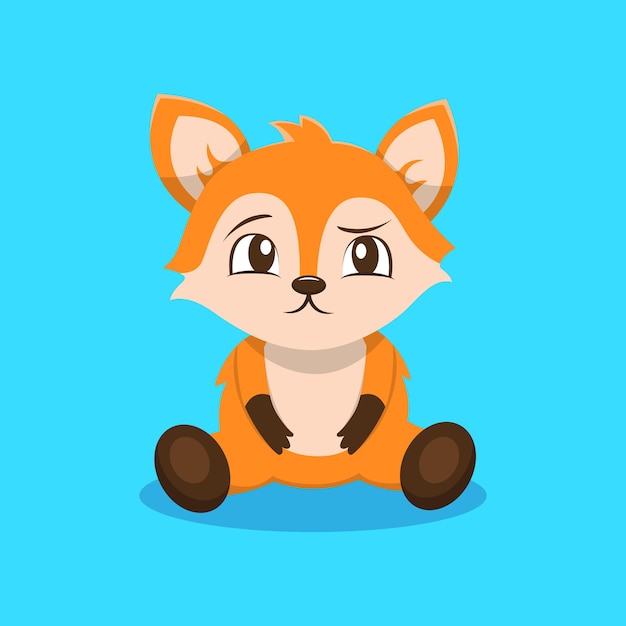 Vector cute fox sitting cartoon vector illustration