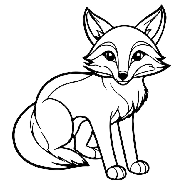 Vector cute fox sketch line art drawing