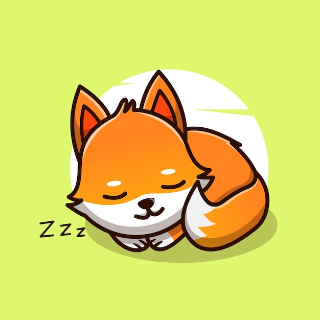 かわいいキツネ眠っているマスコットキャラクターイラストベクトルアイコン