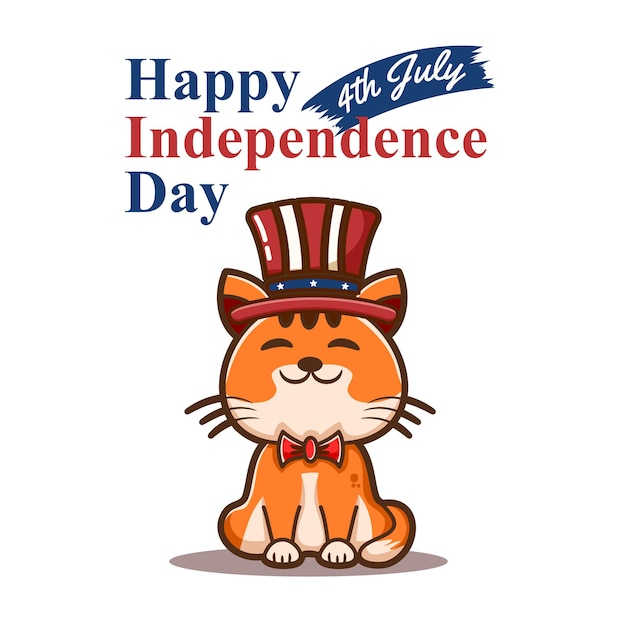 Милая лиса в американской шляпе с днем независимости 4 июля