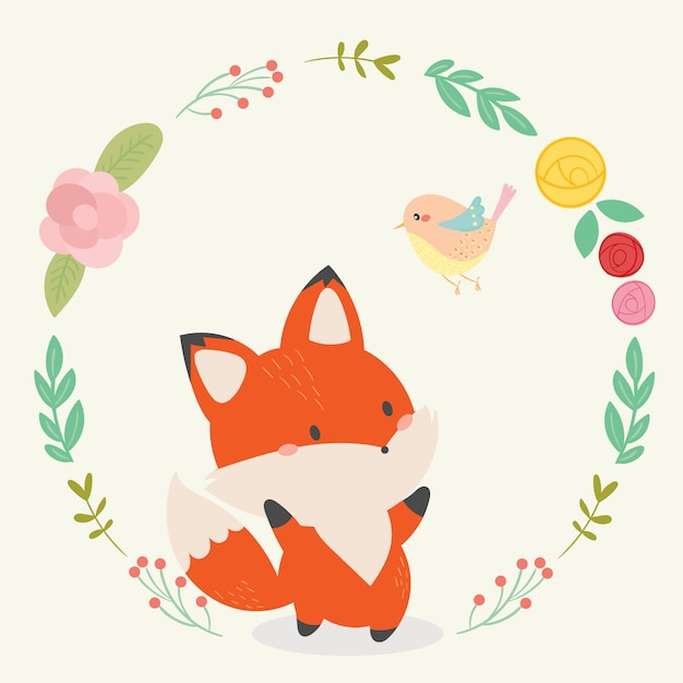 かわいいキツネのベクトルのイラスト。手描きの芸術。
