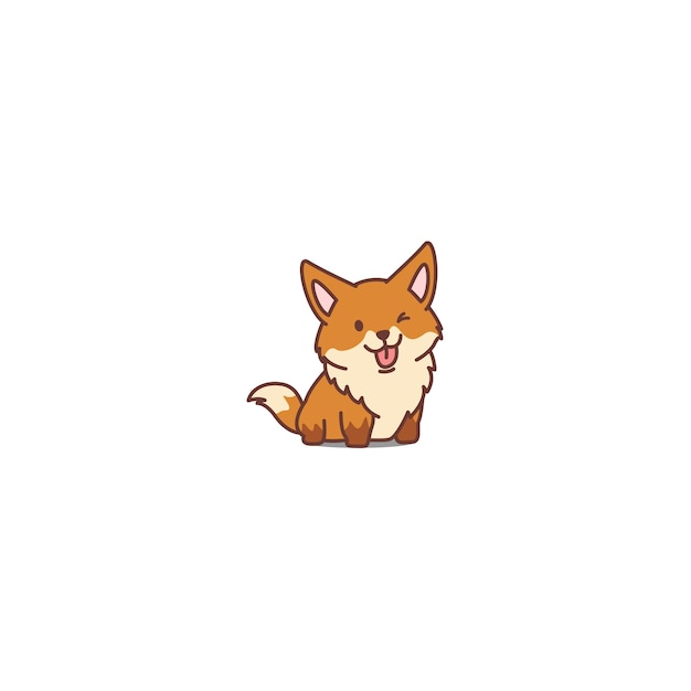 Cute fox winking cartoon icon