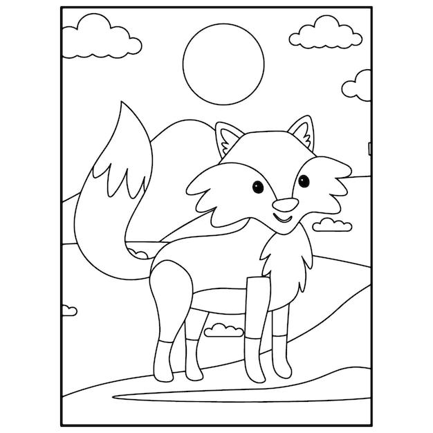 Cute Foxes Coloring Pages for kids