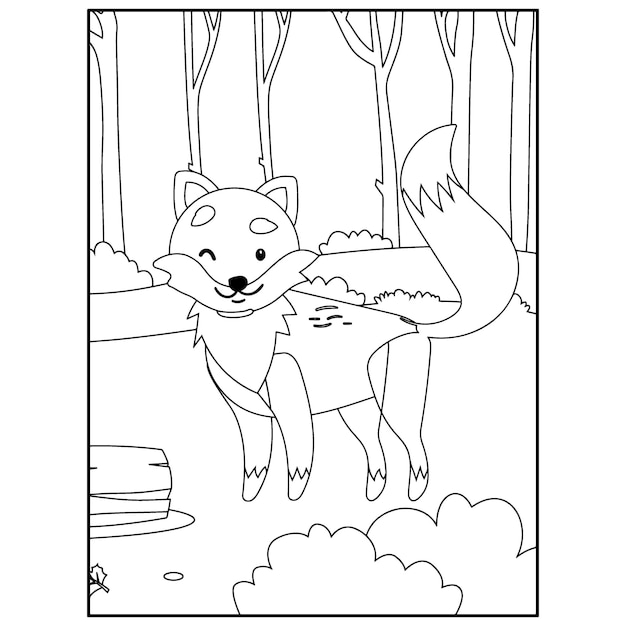 Cute Foxes Coloring Pages for kids