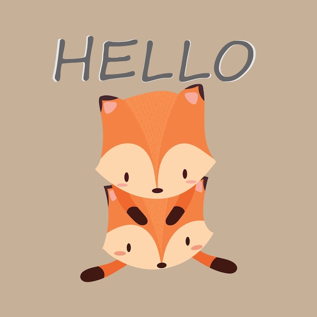 Vector cute foxes