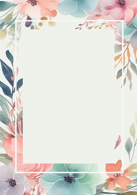 Cute frame for cards and invitations made of wild flowers stylized as a watercolor