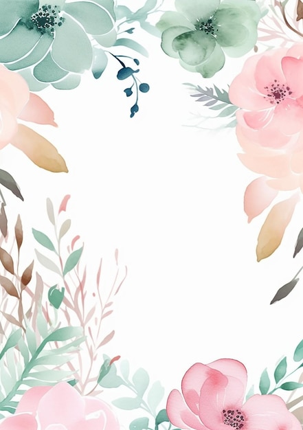 Cute frame for cards and invitations made of wild flowers stylized as a watercolor