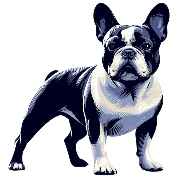 Vettore cartoon del cane bulldog francese vector style sullo sfondo bianco