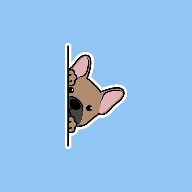 Vector cute french bulldog peeking cartoon vector illustration