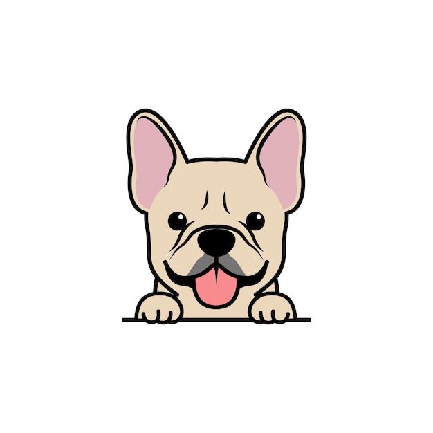 Illustrazione sveglia di vettore del fumetto di colore crema del cucciolo del bulldog francese