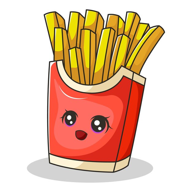 Cute French Fries Character Design Illustratie