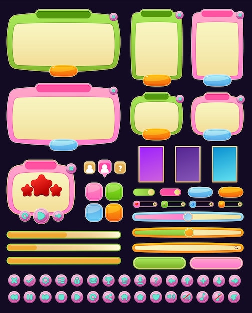 Cute and fresh game ui for mobile or windows with green and pink color