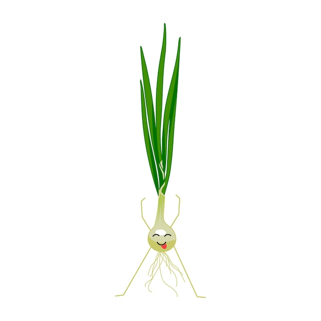 Cute fresh green onion cartoon character