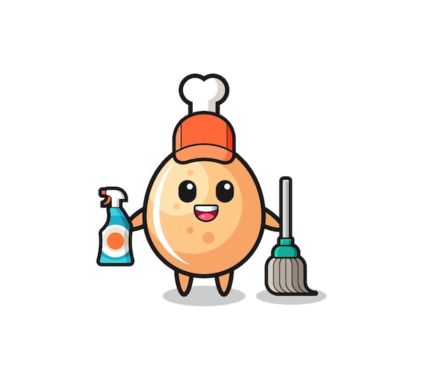 Cute fried chicken character as cleaning services mascot