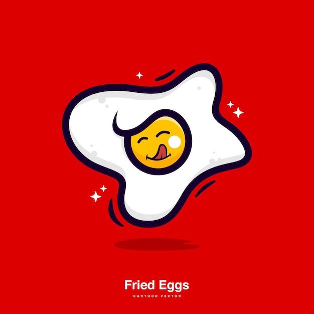Vector cute fried egg cartoon mascot illustration vector character