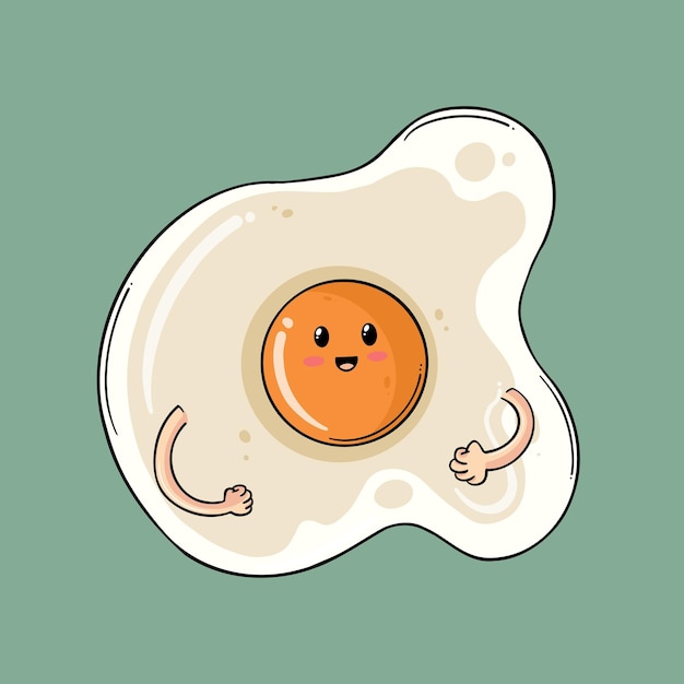 Vector cute fried egg character