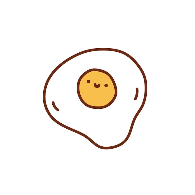 Vettore carino uovo fritto isolato su sfondo bianco disegnato a mano doodle illustrazione