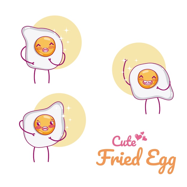 Cute fried egg kawaii cartoon