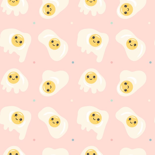 Cute fried eggs seamless background repeating patternvector background for kids design wrapping paper posters wallpaper