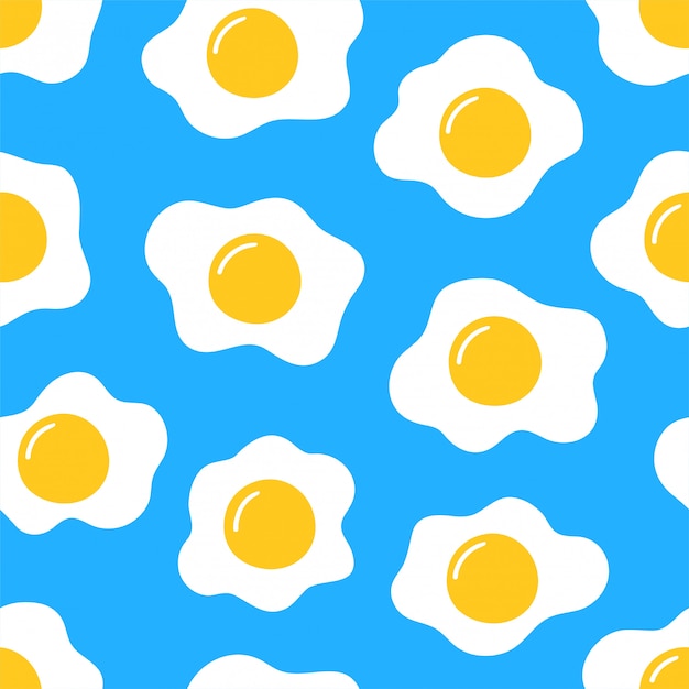 Cute fried eggs seamless pattern. isolated  .   cartoon illustration