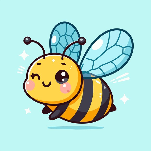 Vector cute friendly bee cartoon happy flying bee insect character vector isolated