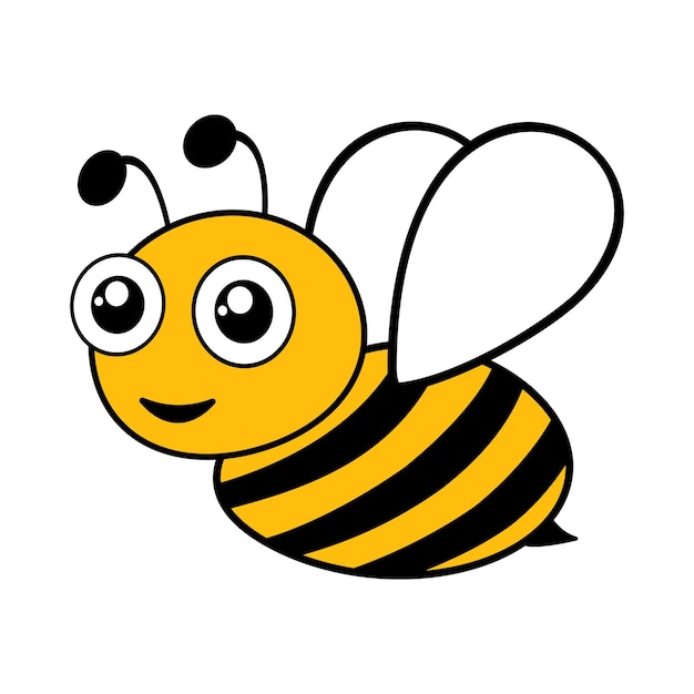 Cute friendly bee Cartoon happy flying bee with big kind eyes