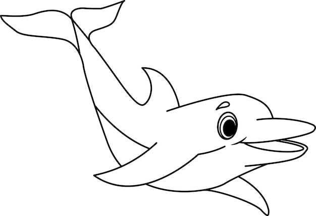Милый дружелюбный дельфин для детской раскраски