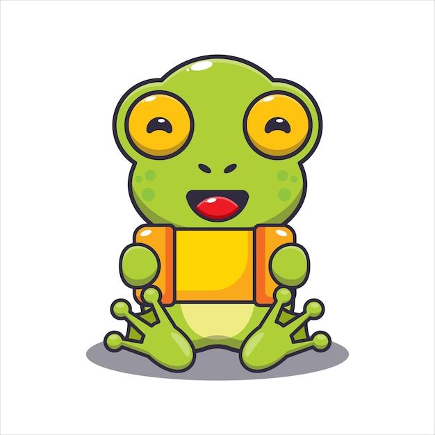 Cute frog cartoon vector illustration