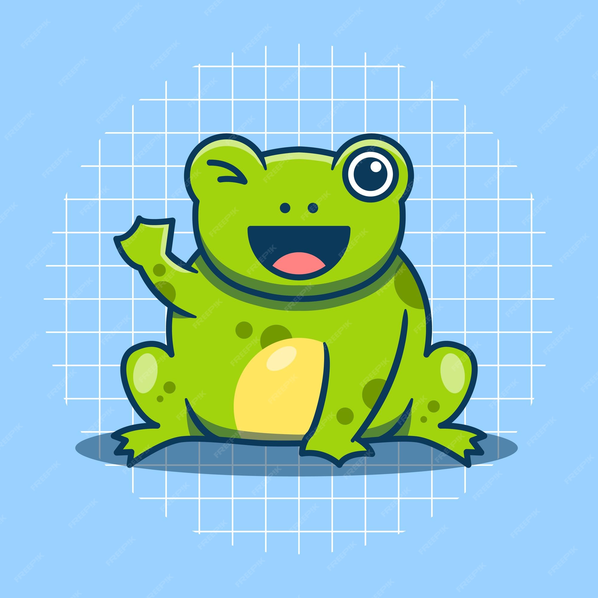 Premium Vector | Cute frog character waving vector illustration flat cartoon  style
