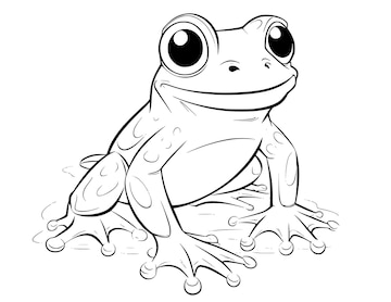Premium Vector | Cute Frog Coloring Pages Drawing For Kids