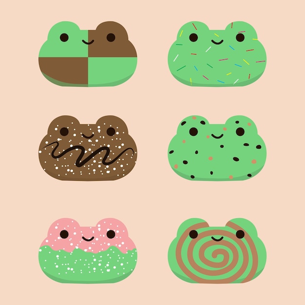 Vector cute frog cookies illustration