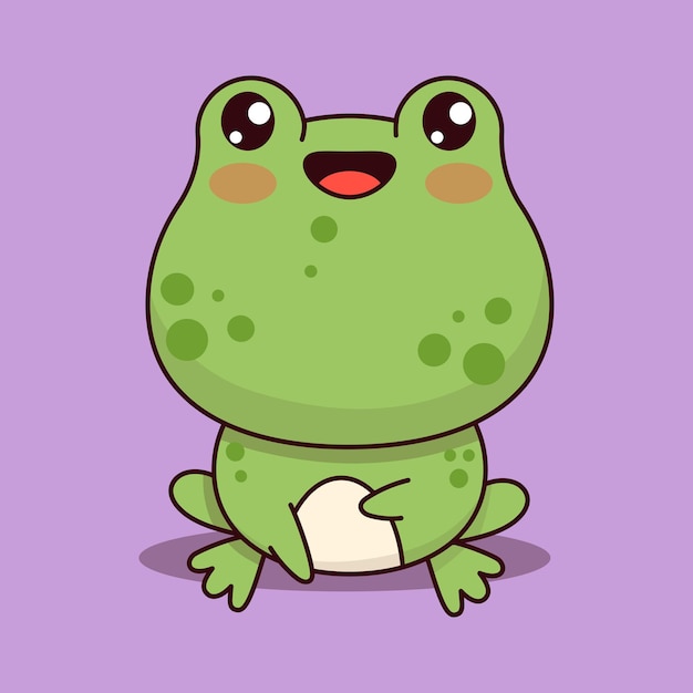 Cute frog Funny cartoon animal kawaii character Vector illustration Kids collection