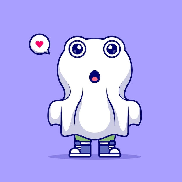 Vector cute frog ghost cartoon vector icon illustration. animal holiday icon concept isolated premium flat