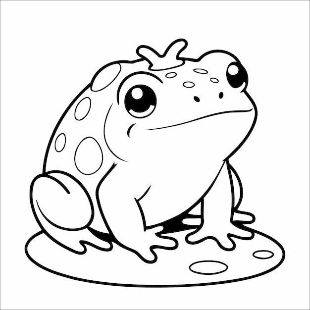 Vector cute frog kawaii vector coloring page for kids