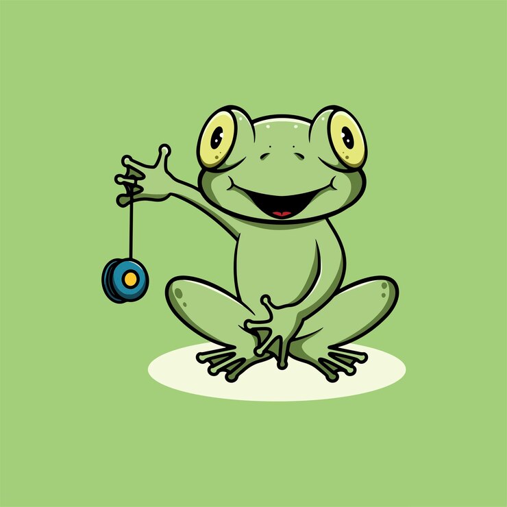 Vector cute frog playing yoyo cartoon illustration