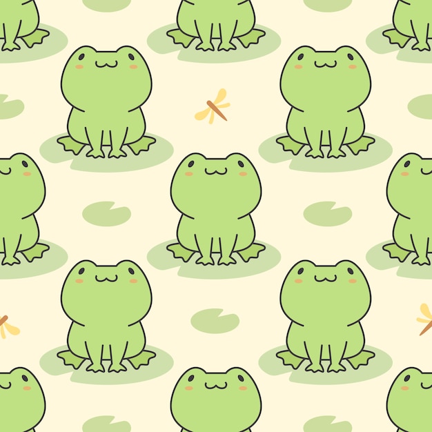 Cute frog Seamless Pattern