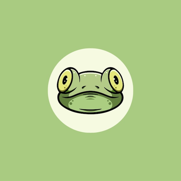Vector cute frog smiling face cartoon illustration
