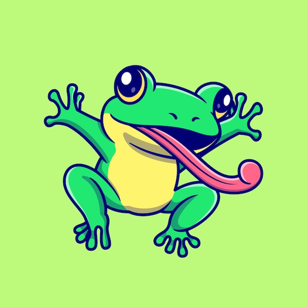 Cute Frog Toad Cartoon Vector Icon Illustration. Animal Nature Icon Concept Isolated Premium Vector. Flat Cartoon Style