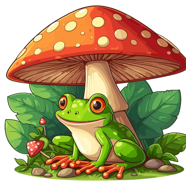 Cute frog vector cartoon illustration