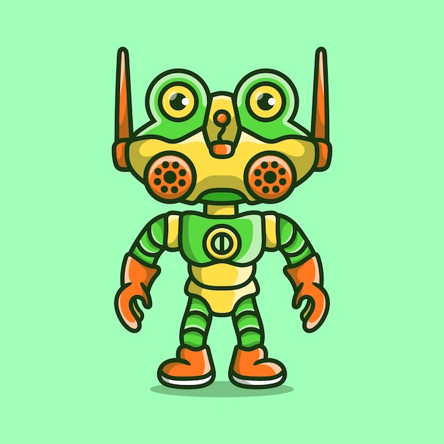 Cute frog wearing robot armor